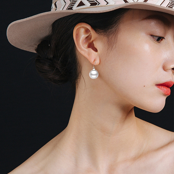 Veile Studios Exquisite Shell Beads Sterling Silver Freshwater Cultured Pearl Dangle Studs Earrings
