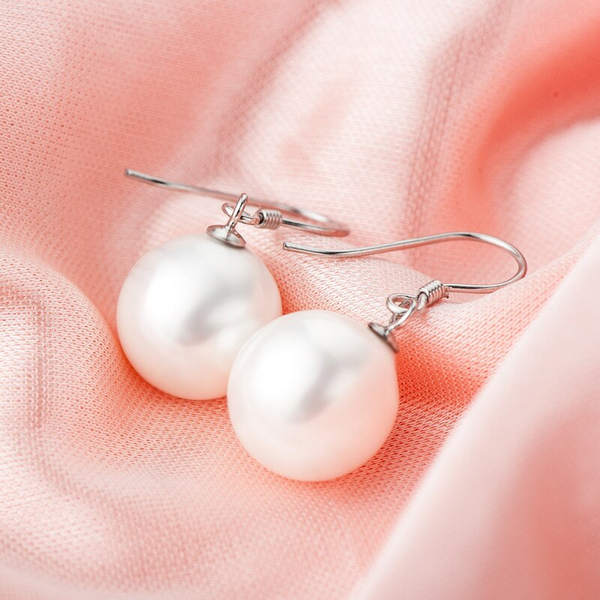 Earrings Exquisite Shell Beads Sterling Silver Freshwater Cultured Pearl Dangle Studs