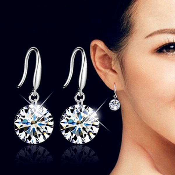 Earrings Fashion Ladies' Individual Sterling Silver 8Mm Drop Zirconia