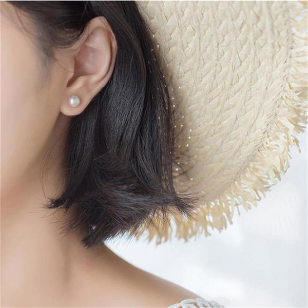 Veile Studios Pearl Round White Simulated Shell Earrings