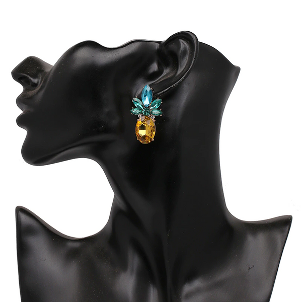 Veile Studios Pineapple Vibrant Colour Jewellery With Crystal Glass Beads Earrings