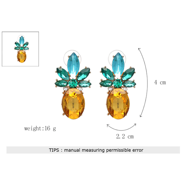 Earrings Pineapple Vibrant Colour Jewellery With Crystal Glass Beads