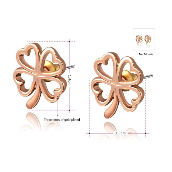 Veile Studios Pretty Flower Heart Rose Gold Plated Earrings