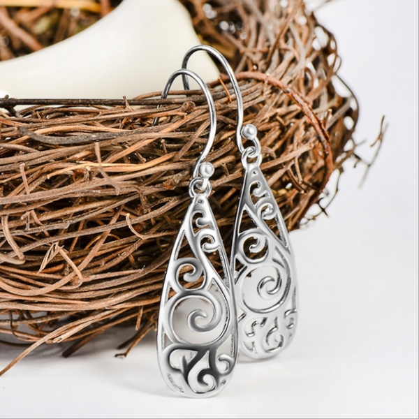 Veile Studios Sterling Filigree Teardrop Fashion Dangle Drop Earrings