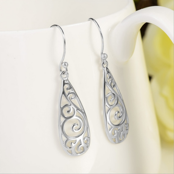 Veile Studios Sterling Filigree Teardrop Fashion Dangle Drop Earrings