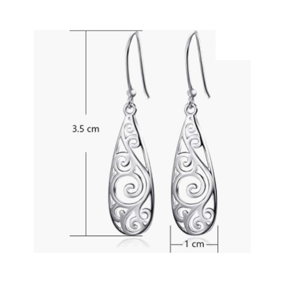 Veile Studios Sterling Filigree Teardrop Fashion Dangle Drop Earrings