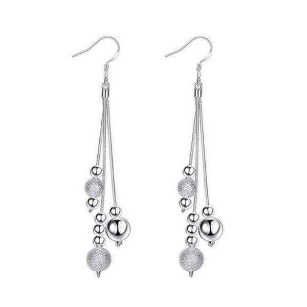 Veile Studios Tassel Sterling Silver Bead Dangling Drop Earrings