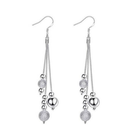 Veile Studios Tassel Sterling Silver Bead Dangling Drop Earrings