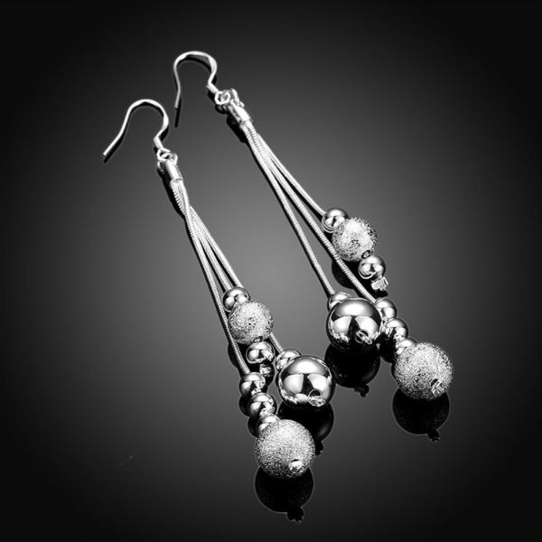 Veile Studios Tassel Sterling Silver Bead Dangling Drop Earrings