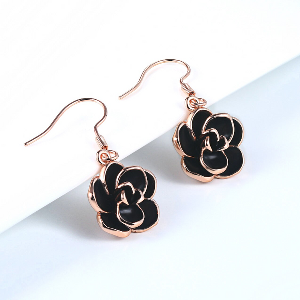 Veile Studios Women Black Rose Dangle Earrings