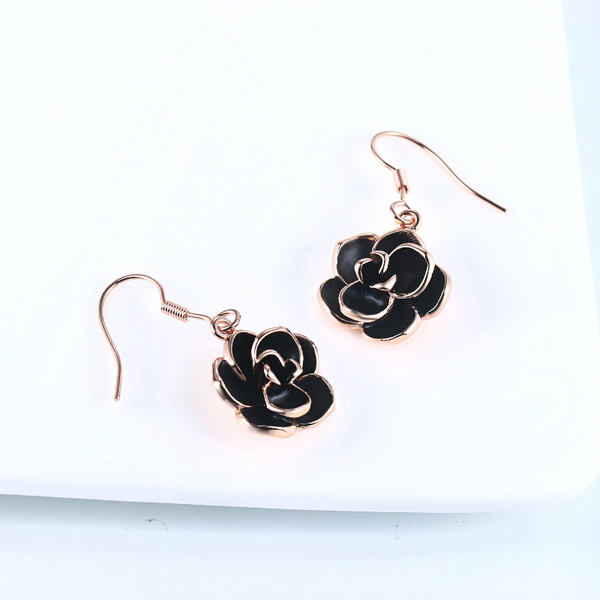 Veile Studios Women Black Rose Dangle Earrings