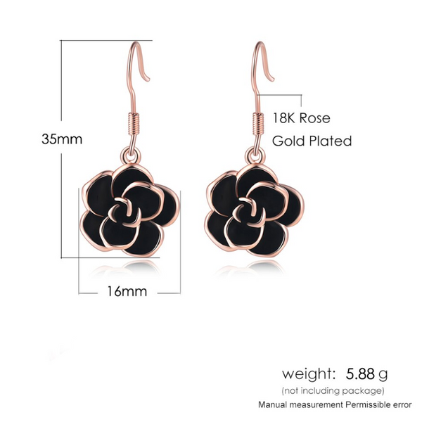 Veile Studios Women Black Rose Dangle Earrings