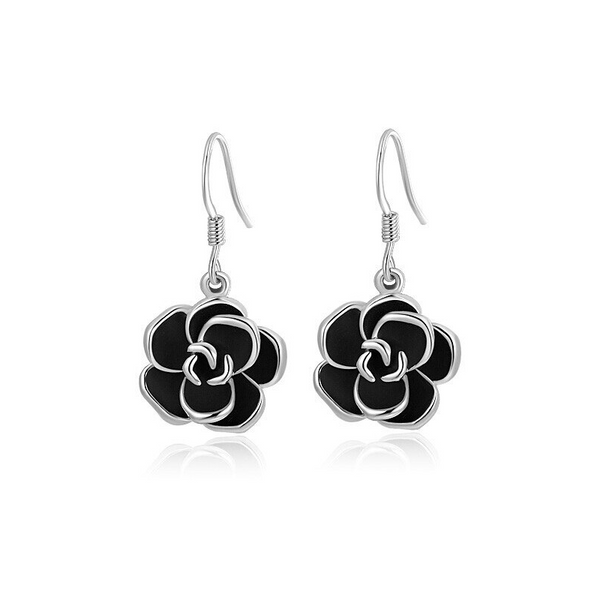 Veile Studios Women Black Rose Dangle Earrings