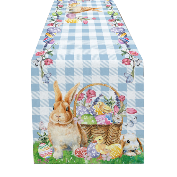 Easter Bunny Table Runner Dining Tablecloths Egg Duck Flower Party Decor Cover Table Runners
