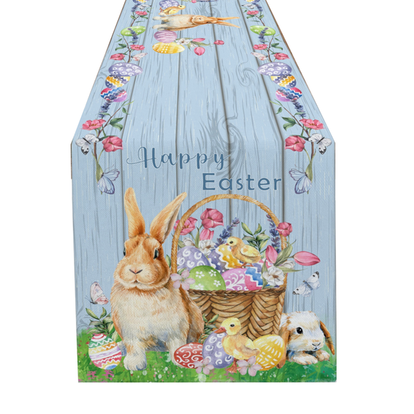 Easter Bunny Table Runner Dining Tablecloths Egg Duck Flower Party Decor Cover