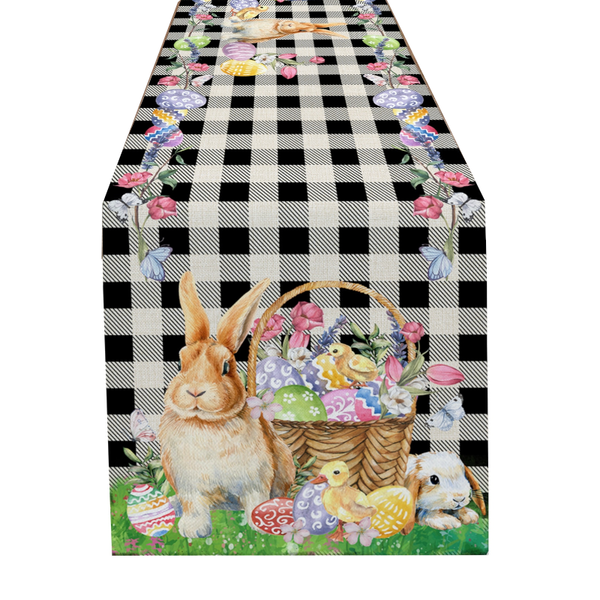 Easter Bunny Table Runner Dining Tablecloths Egg Duck Flower Party Decor Cover Table Runners