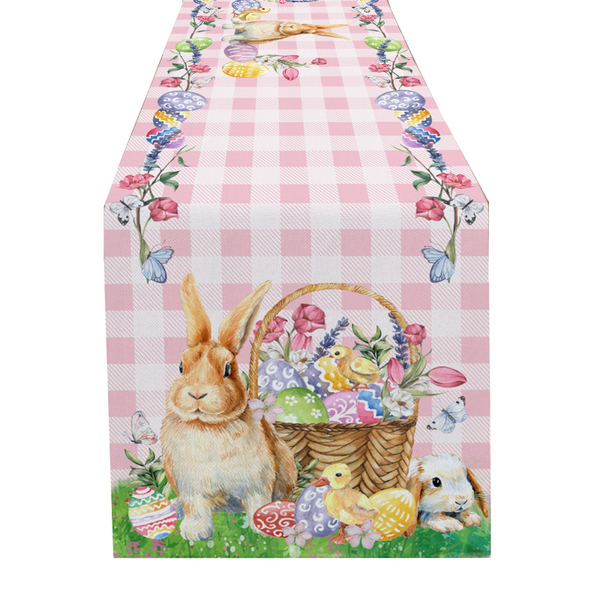 Easter Bunny Table Runner Dining Tablecloths Egg Duck Flower Party Decor Cover Table Runners