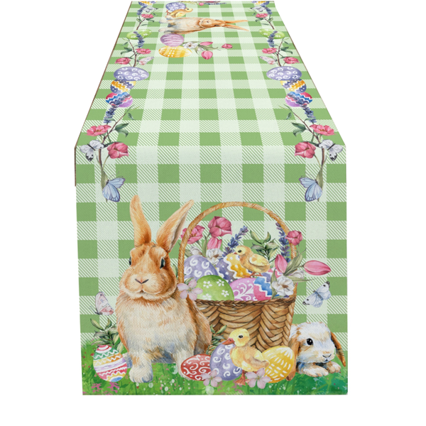 Easter Bunny Table Runner Dining Tablecloths Egg Duck Flower Party Decor Cover Table Runners