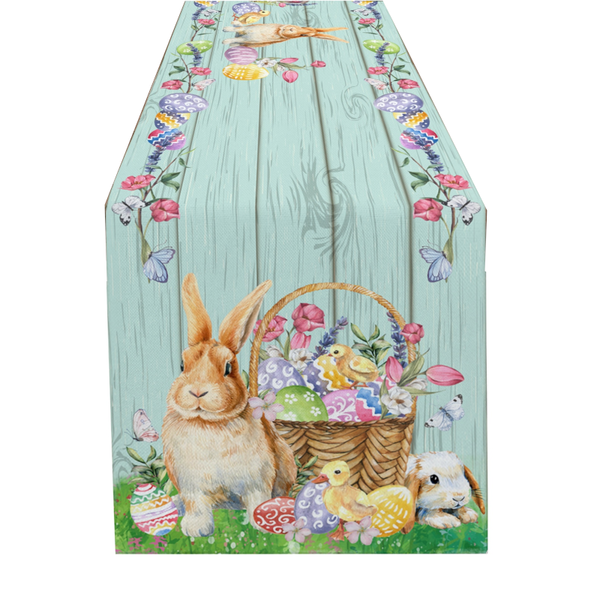 Easter Bunny Table Runner Dining Tablecloths Egg Duck Flower Party Decor Cover Table Runners