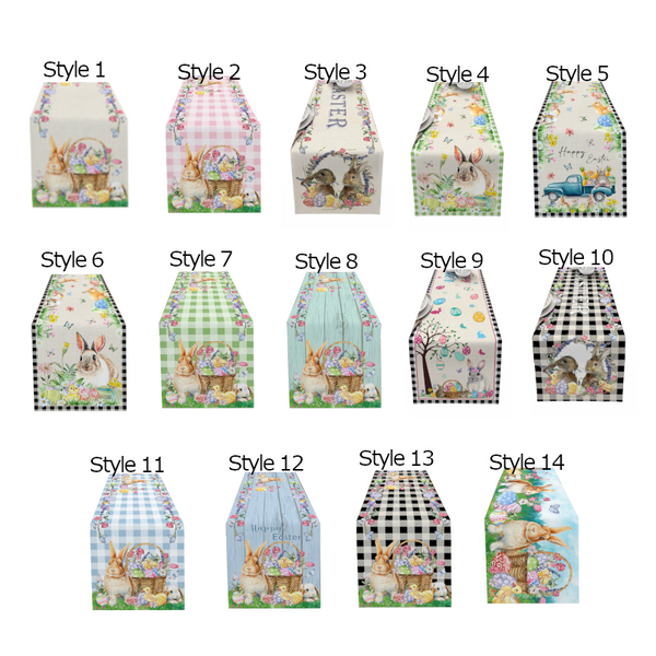 Easter Bunny Table Runner Dining Tablecloths Egg Duck Flower Party Decor Cover Table Runners