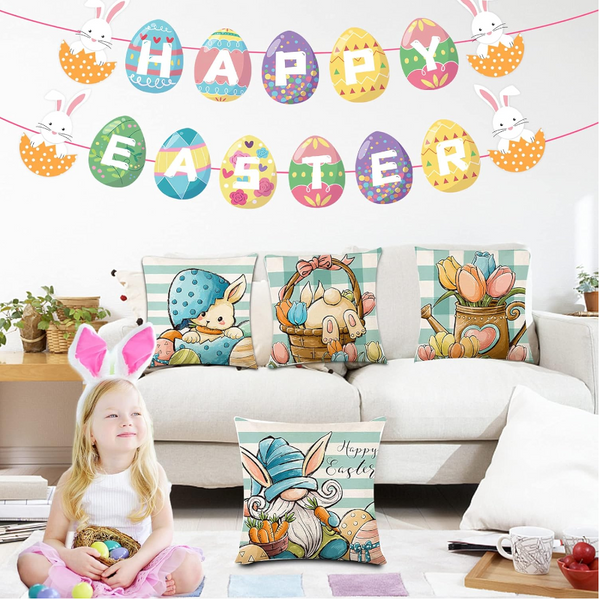 Easter Pillow Covers Bunny Decorative Pillowcase Home