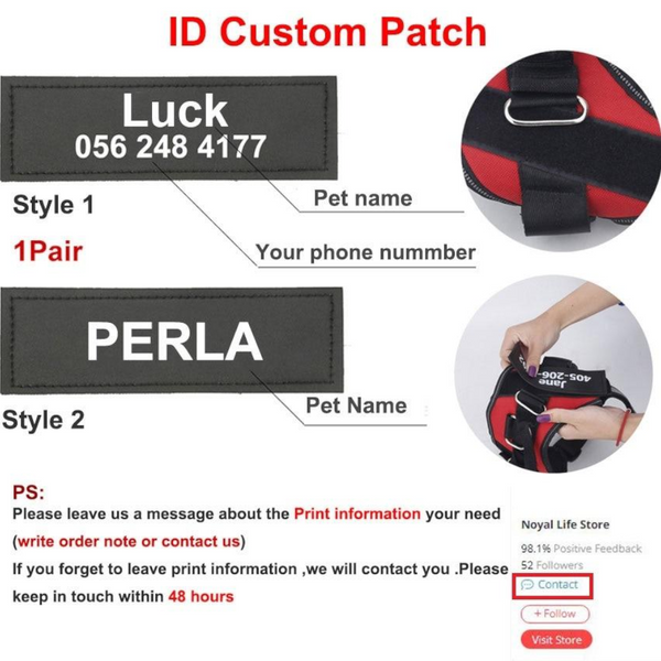 Easy Snap Reflective Dog Harness With Custom Id Patch