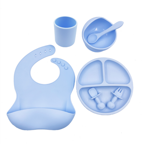 Easy Clean Silicone Little One Bib Cutlery Set Bowl Plate Baby Bibs & Burp Cloths