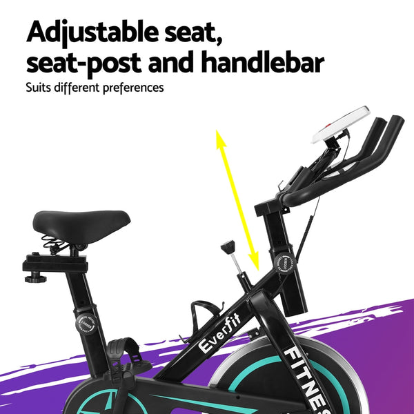 Everfit Spin Bike Exercise 10Kg Flywheel Fitness Home Gym 150Kg Capacity Exercise Bikes