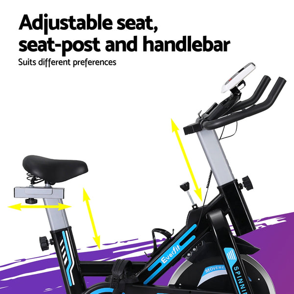 Everfit Spin Bike Magnetic Exercise 13Kg Flywheel Fitness 150Kg Capacity Exercise Bikes
