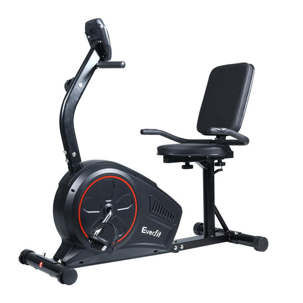 Everfit Magnetic Recumbent Exercise Bike Fitness Trainer Home Gym Equipment Black Exercise Bikes