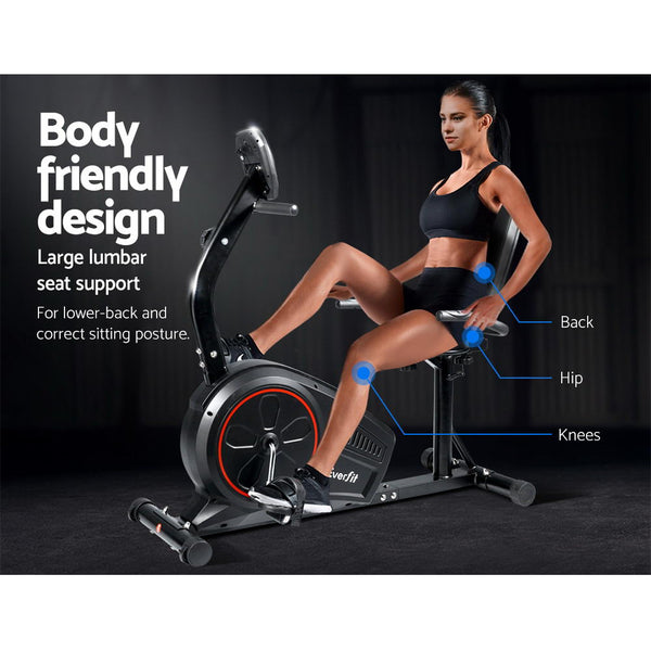 Everfit Magnetic Recumbent Exercise Bike Fitness Trainer Home Gym Equipment Black Exercise Bikes