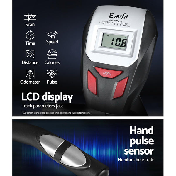 Everfit Magnetic Recumbent Exercise Bike Fitness Trainer Home Gym Equipment Black Exercise Bikes