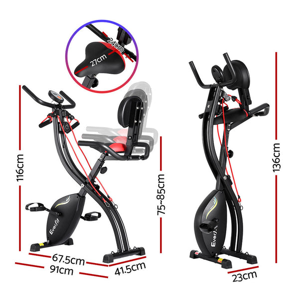 Everfit Folding Exercise Bike Magnetic X Bike Indoor Cycling Resistance Rope Exercise Bikes