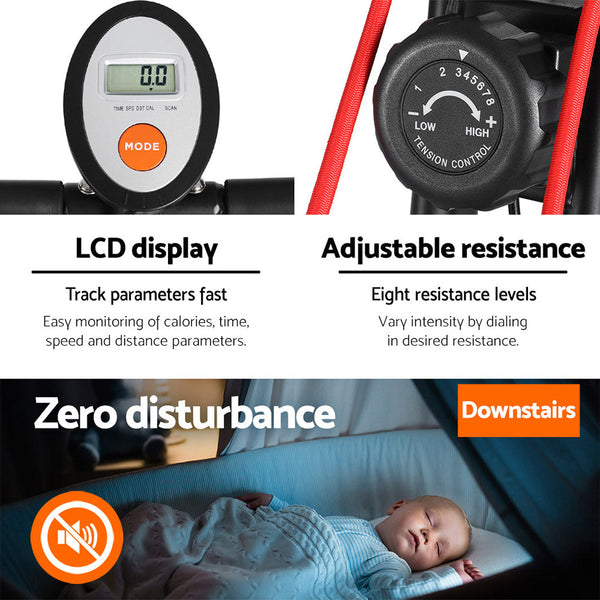 Everfit Folding Exercise Bike Magnetic X Bike Indoor Cycling Resistance Rope Exercise Bikes