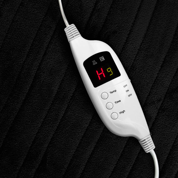 Giselle Heated Electric Throw Rug Fleece Sunggle Blanket Washable Charcoal Electric Blankets