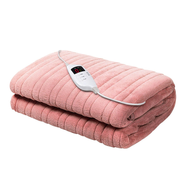 Giselle Heated Electric Throw Rug Fleece Sunggle Blanket Washable Pink Electric Blankets