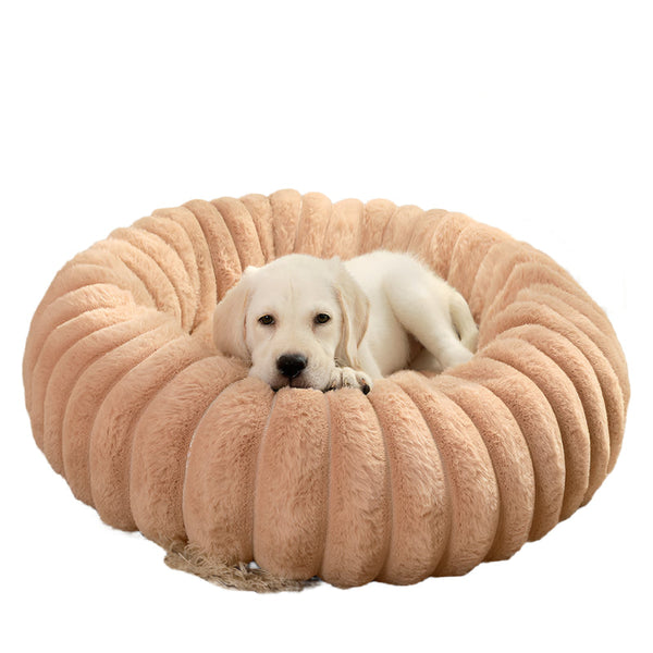 Pet Kennels Long Plush Round Cat Nest Winter Warm Dog Beds Super Soft Mat Sofa Pet Beds