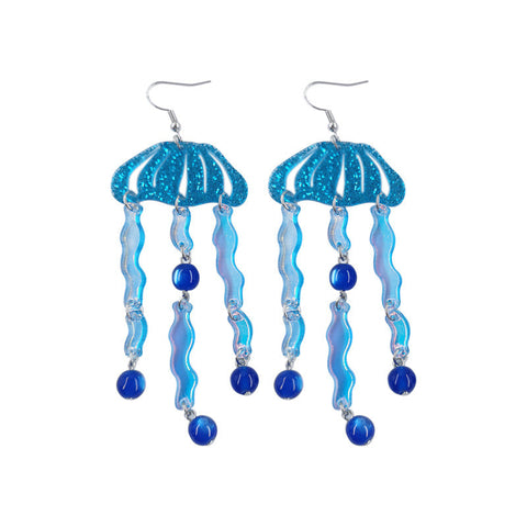 Ins Creative New Personalized Blue Jellyfish Fantasy Acrylic Earrings