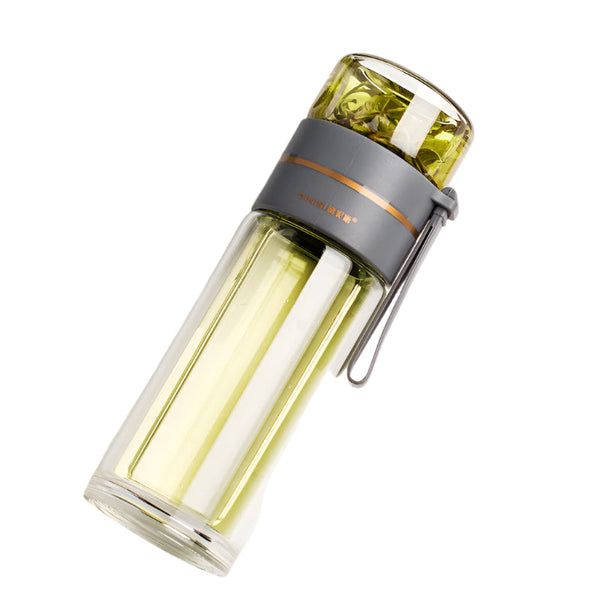 Glass Water Bottle With Tea Infuser Filter Separation Double Wall Leakproof Tea Infusers