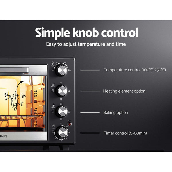 Devanti Electric Convection Oven Bake Benchtop Rotisserie Grill 45L Convection Ovens