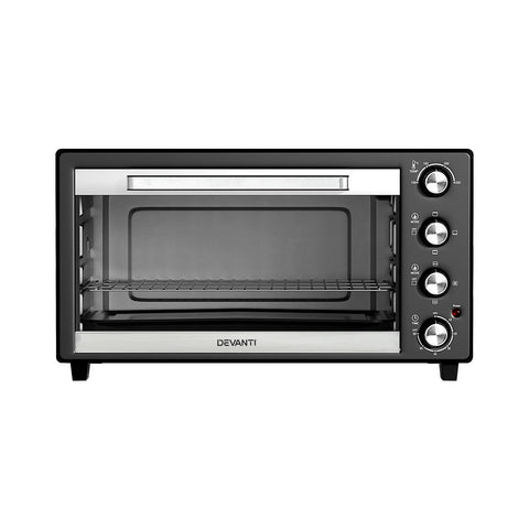 Devanti Electric Convection Oven Bake Benchtop Rotisserie Grill 60L Stainless Steel Convection Ovens