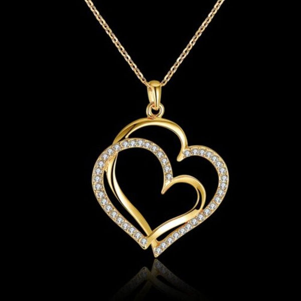 Eco Friendly Gold Heart Shaped Pendant Necklace For Ladies