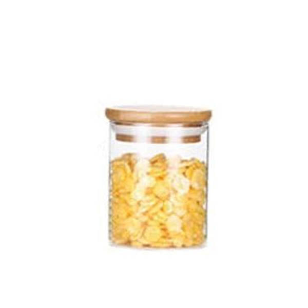 Eco Friendly Bamboo Container Mason Candy Jar Spices Glass Transparent Canisters & Jars