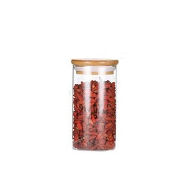 Eco Friendly Bamboo Container Mason Candy Jar Spices Glass Transparent Canisters & Jars