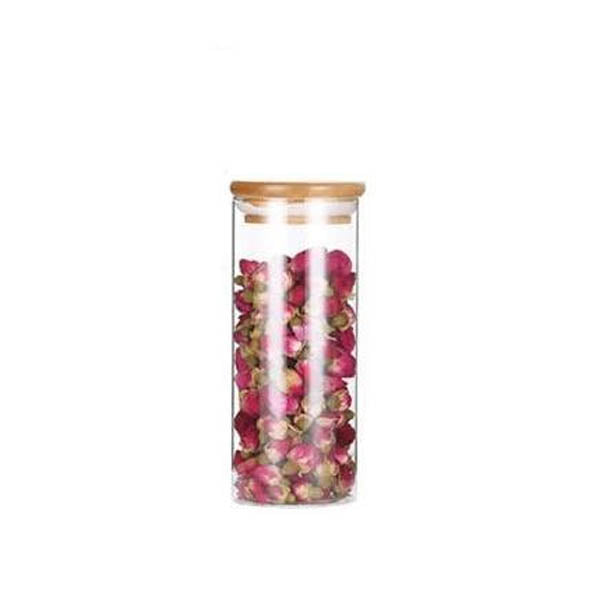 Eco Friendly Bamboo Container Mason Candy Jar Spices Glass Transparent Canisters & Jars