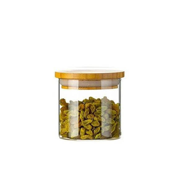 Eco Friendly Bamboo Container Mason Candy Jar Spices Glass Transparent Canisters & Jars