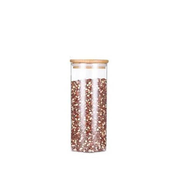 Eco Friendly Bamboo Container Mason Candy Jar Spices Glass Transparent Canisters & Jars