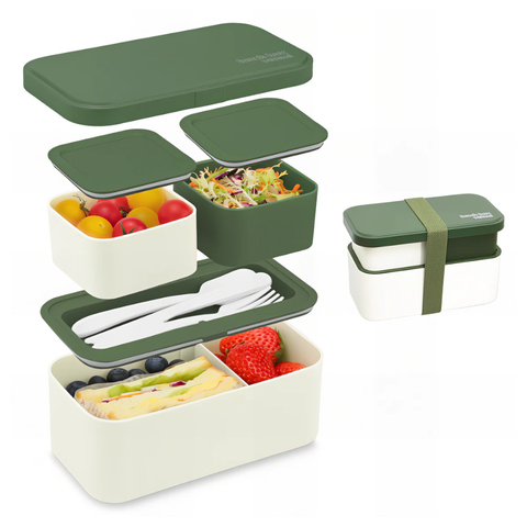 Eco Friendly Lunch Box Portable With Compartments(Green) Lunchboxes