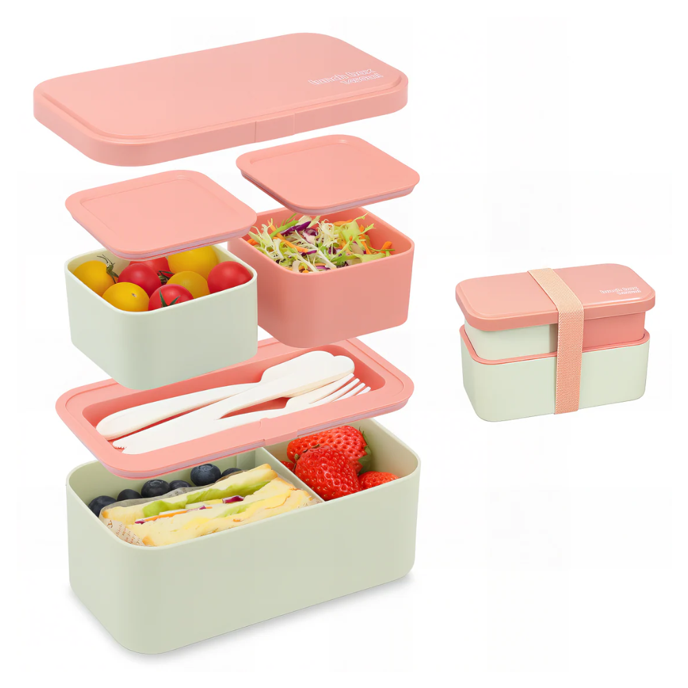 Eco Friendly Lunch Box Portable With Compartments(Pink) Lunchboxes