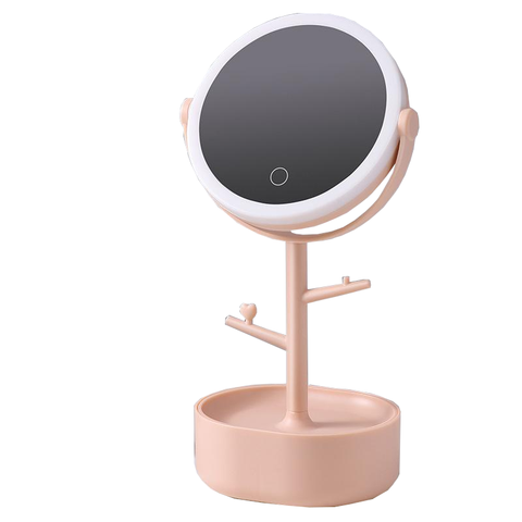 Ecoco Smart Led Light Cosmetic Makeup Mirror Usb Touch Screen Home Desk Vanity 360 Pink
